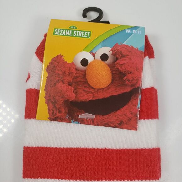 Sesame Street Elmo Face Red White Strip Ankle High Socks Woman 9-11 - Picture 5 of 12